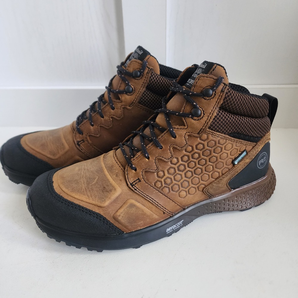 Timberland PRO Reaxion Mens 9.5M Waterproof Work Boots Brown TB1A27BG214 SoftToe